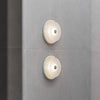 modern white travertine glass disc wall lamp