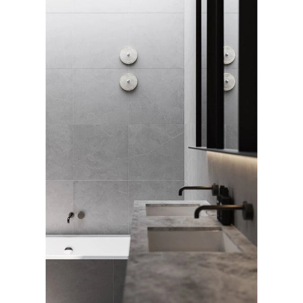 modern white travertine glass disc wall lamp