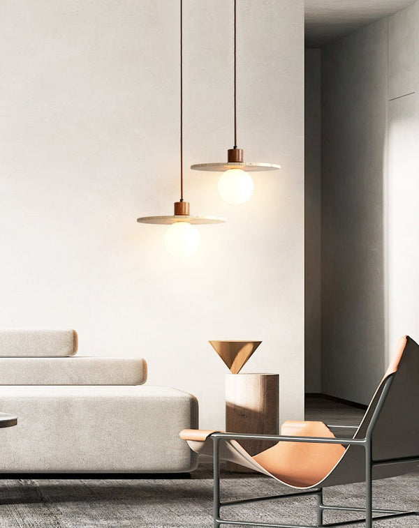 modern white travertine globe pendant light