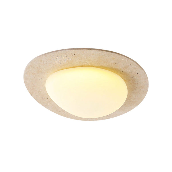 modern white travertine oval led ceiling light