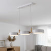 modern white wood metal 3 head pendant light