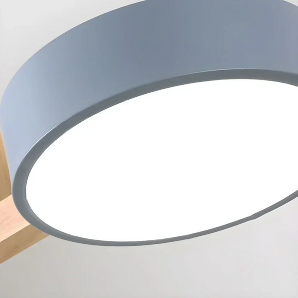 modern white wood metal 3 head pendant light