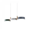 modern white wood metal 3 head pendant light