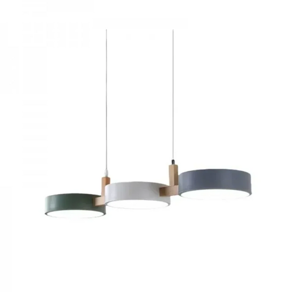 modern white wood metal 3 head pendant light