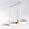 modern white wood metal 3 head pendant light