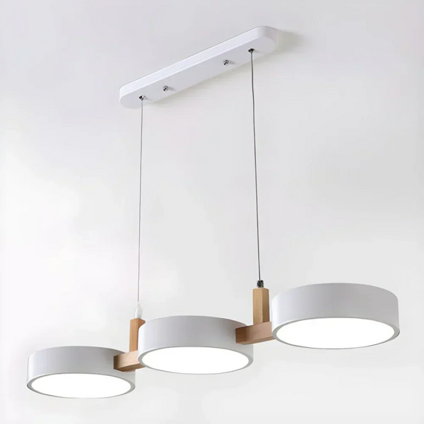 modern white wood metal 3 head pendant light
