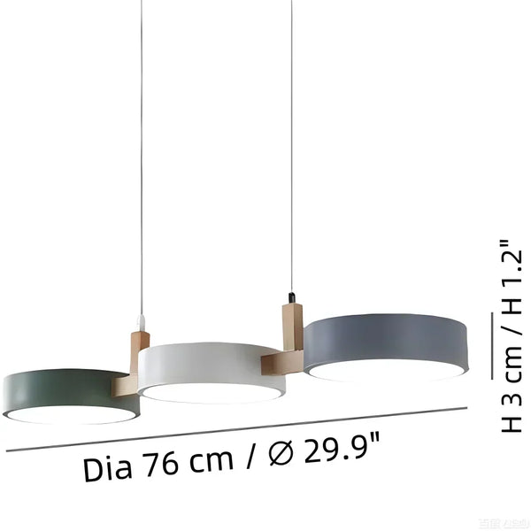 modern white wood metal 3 head pendant light