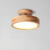 modern wood grain round flush mount ceiling light
