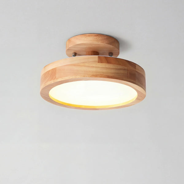 modern wood grain round flush mount ceiling light