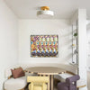 modern wood grain round flush mount ceiling light