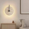 modern yellow travertine alabaster round wall lamp