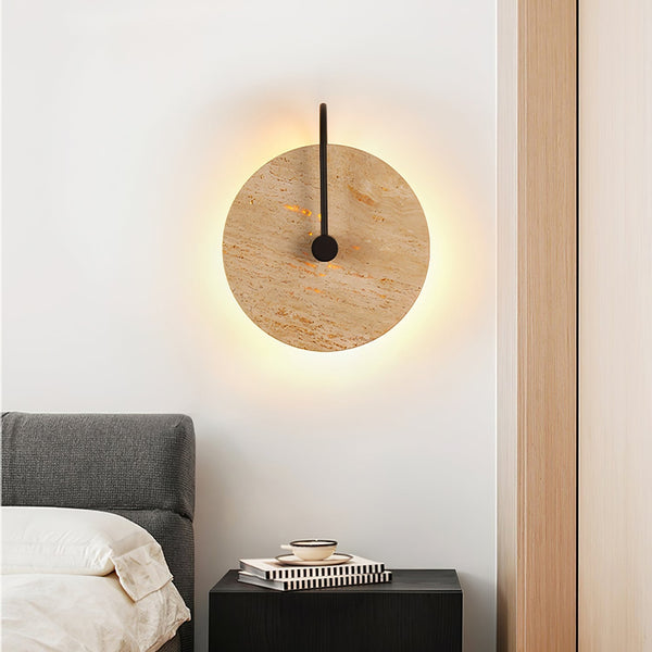 modern yellow travertine alabaster round wall lamp
