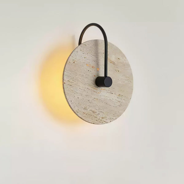 modern yellow travertine alabaster round wall lamp