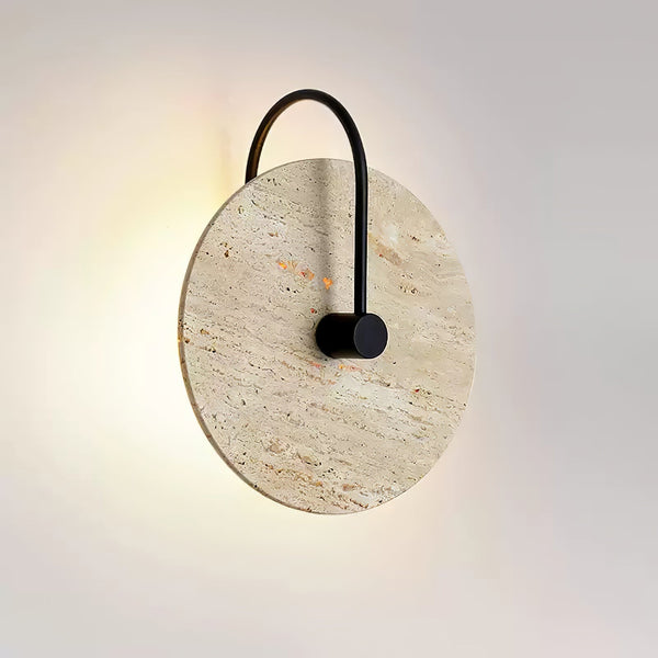 modern yellow travertine alabaster round wall lamp