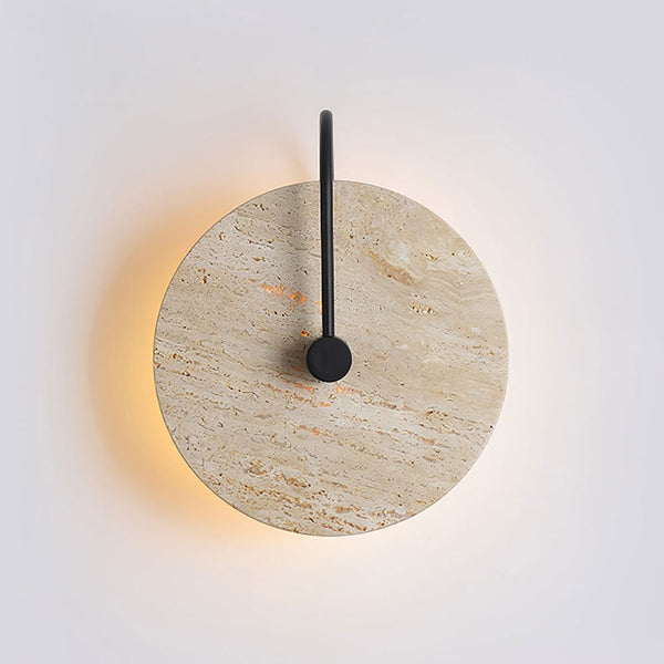 modern yellow travertine alabaster round wall lamp