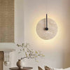 modern yellow travertine alabaster round wall lamp