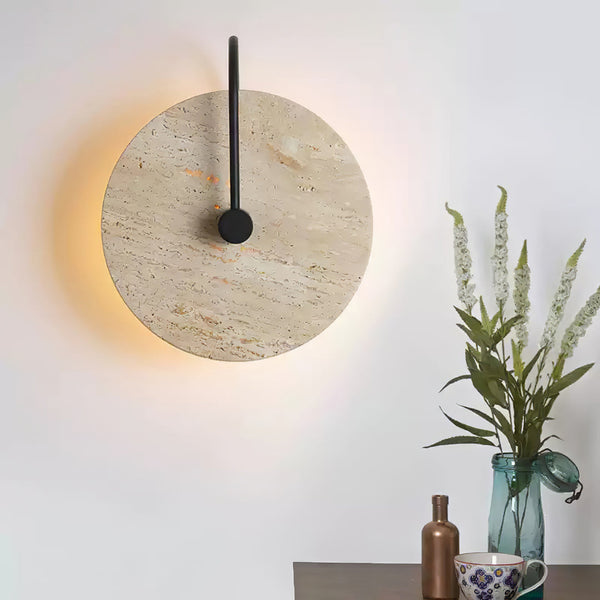 modern yellow travertine alabaster round wall lamp