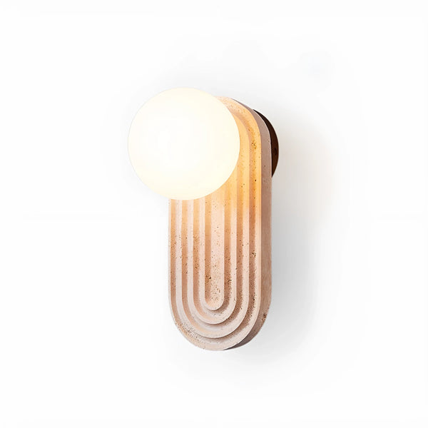 modern yellow travertine arch wall sconce