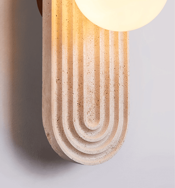 modern yellow travertine arch wall sconce
