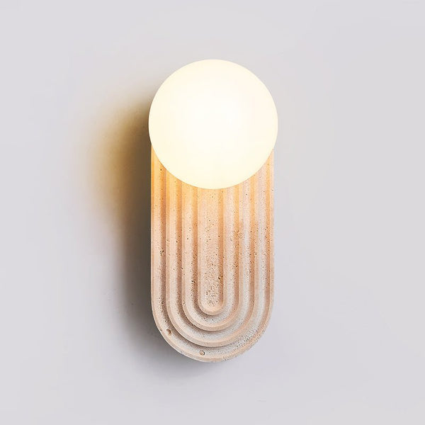 modern yellow travertine arch wall sconce