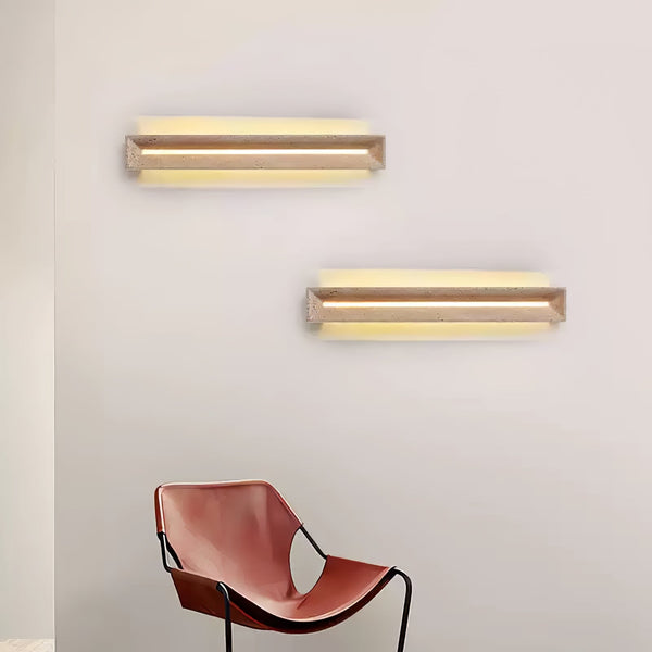 modern yellow travertine beam led wall sconce