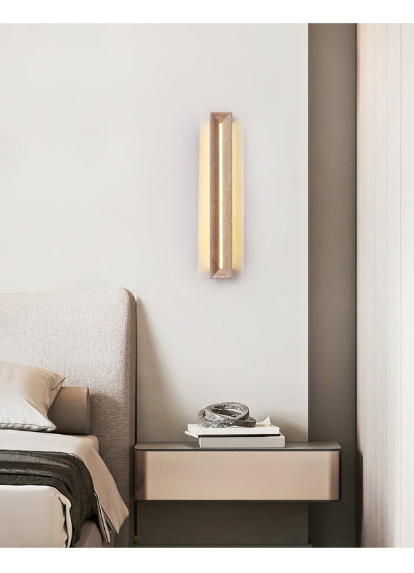 modern yellow travertine beam led wall sconce