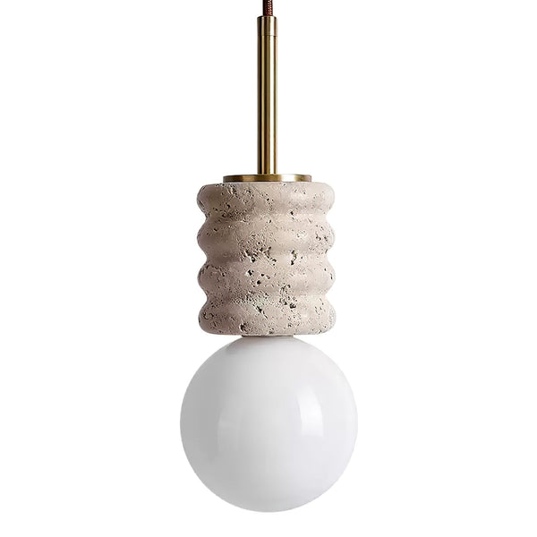 modern yellow travertine brass orb pendant light