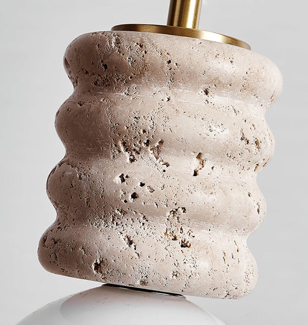 modern yellow travertine brass orb pendant light