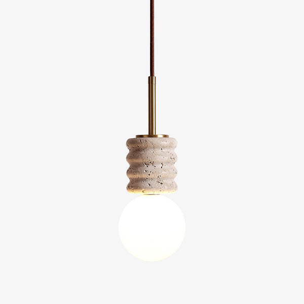 modern yellow travertine brass orb pendant light