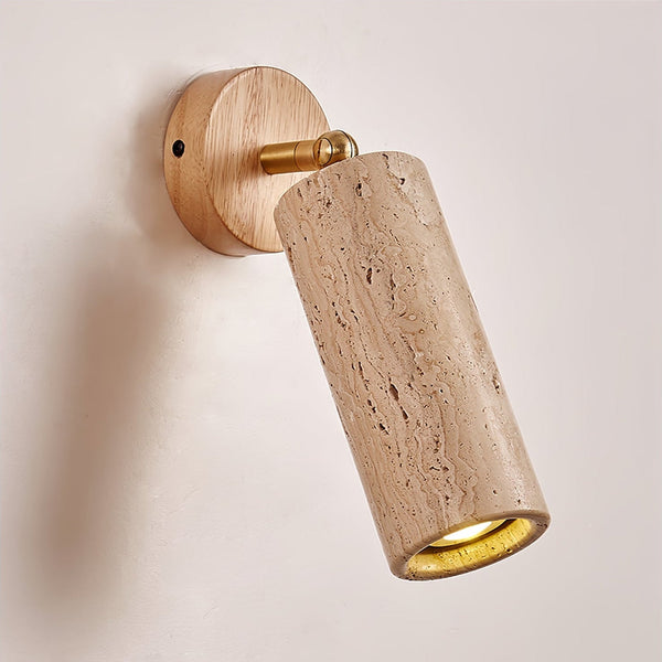 modern yellow travertine brass wall sconce