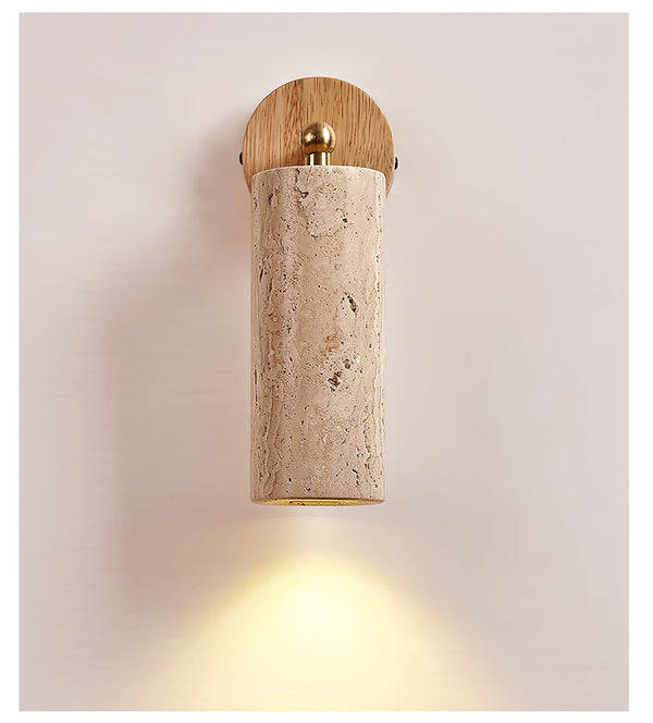 modern yellow travertine brass wall sconce