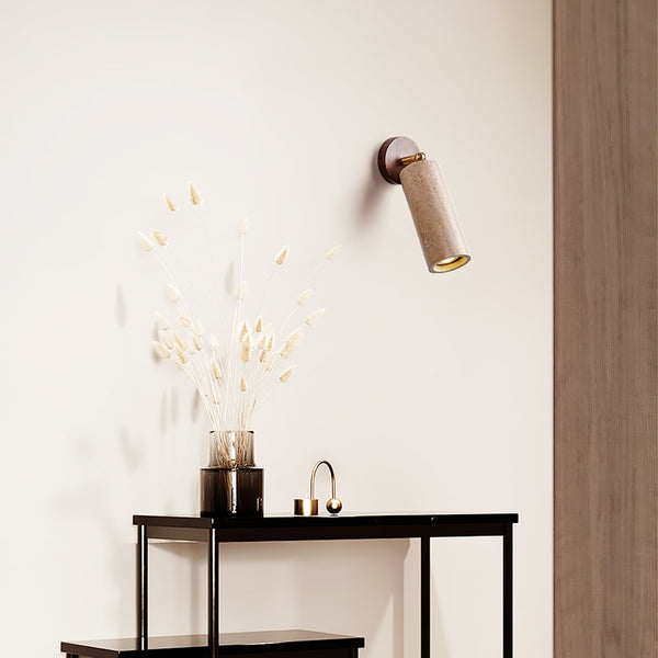 modern yellow travertine brass wall sconce