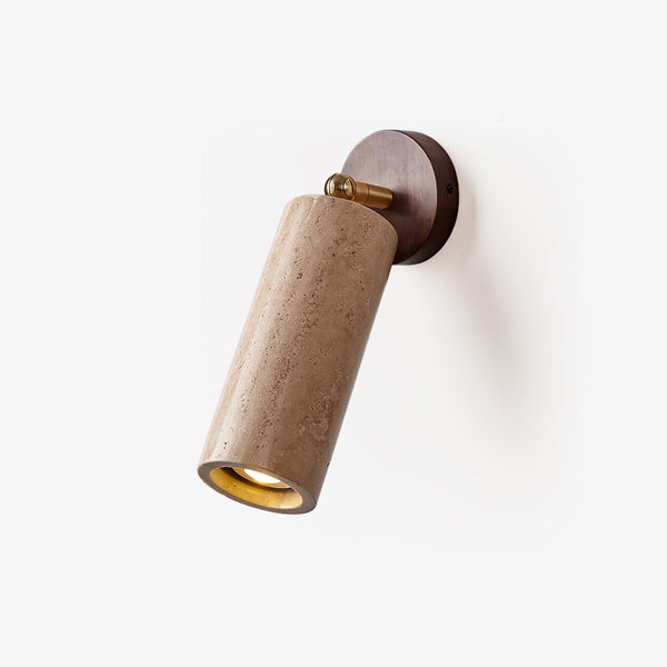 modern yellow travertine brass wall sconce