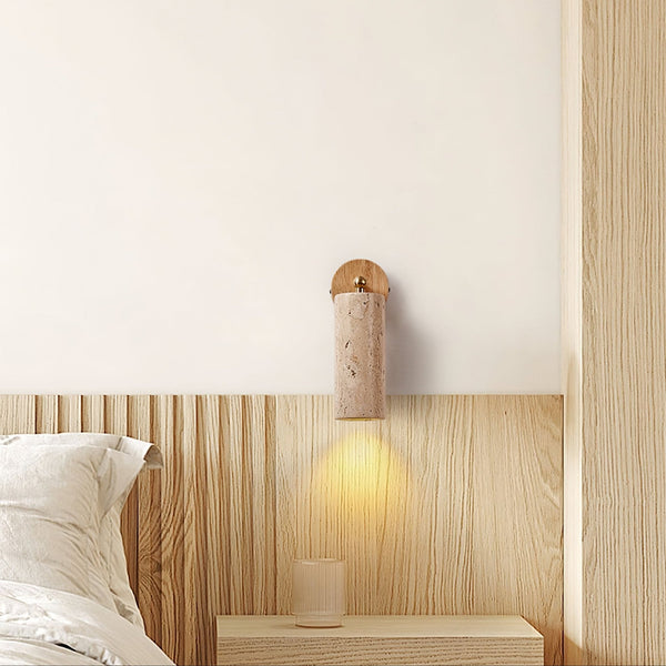 modern yellow travertine brass wall sconce