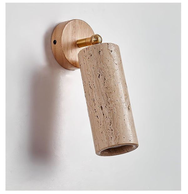 modern yellow travertine brass wall sconce