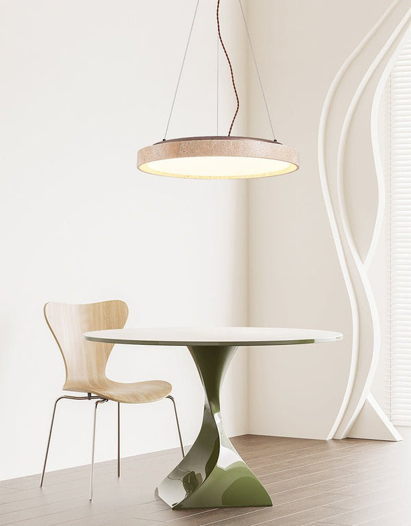 modern yellow travertine circle led pendant light