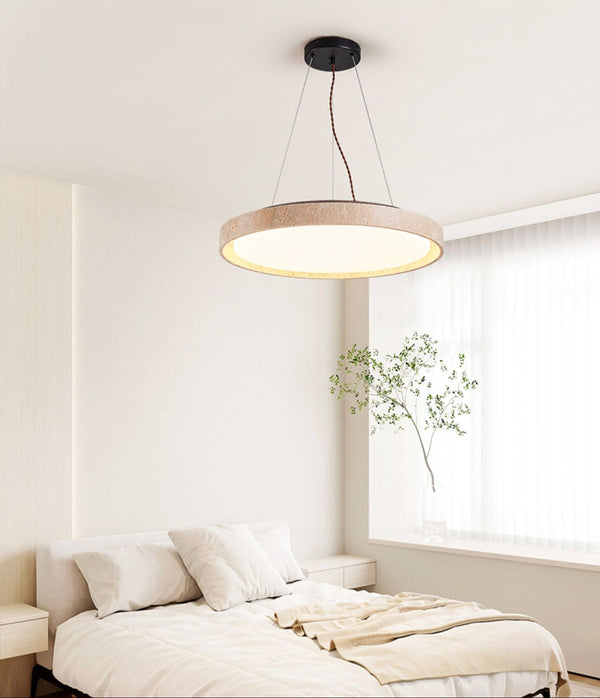 modern yellow travertine circle led pendant light