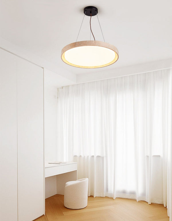 modern yellow travertine circle led pendant light