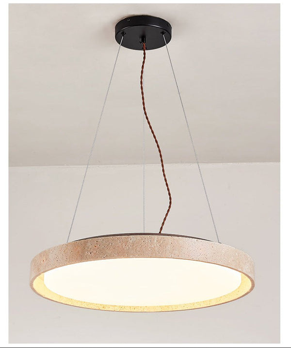 modern yellow travertine circle led pendant light