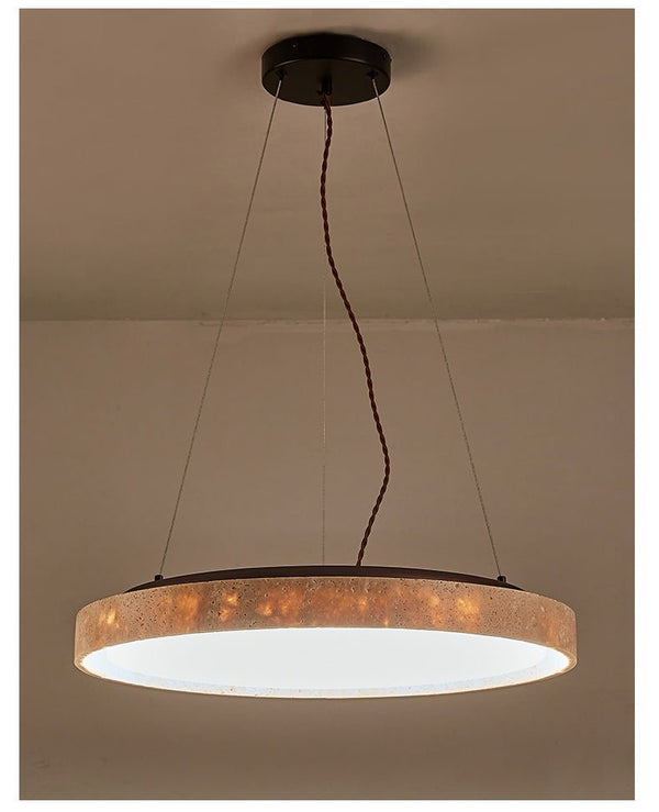 modern yellow travertine circle led pendant light