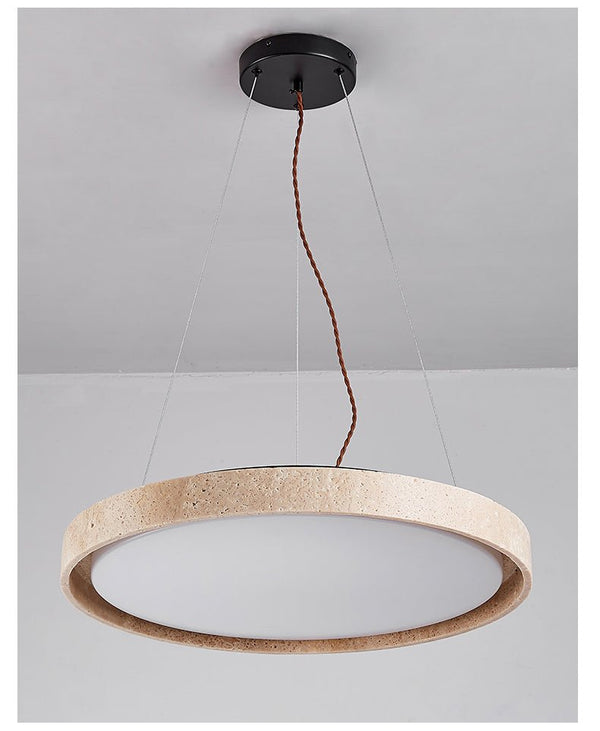 modern yellow travertine circle led pendant light
