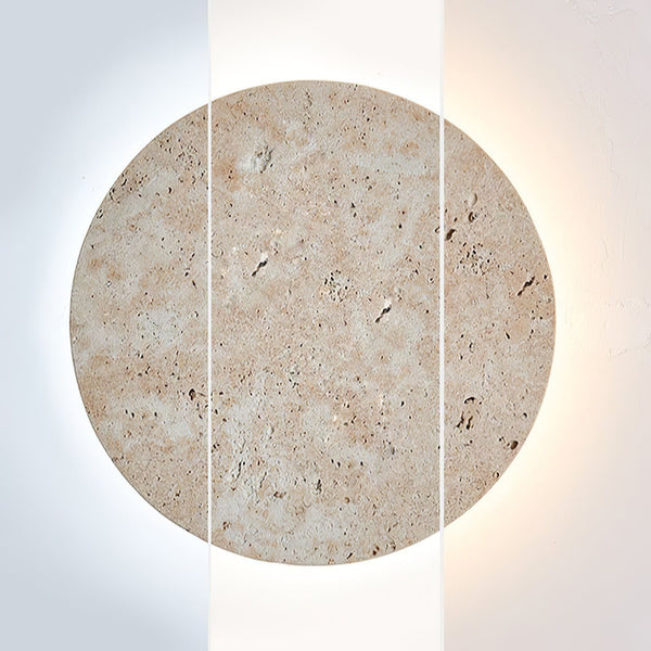 modern yellow travertine circle led wall sconce