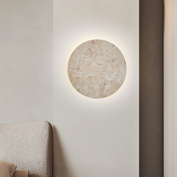 modern yellow travertine circle led wall sconce