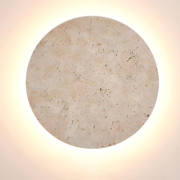 modern yellow travertine circle led wall sconce