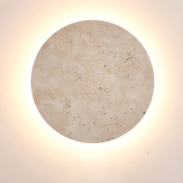 modern yellow travertine circle led wall sconce