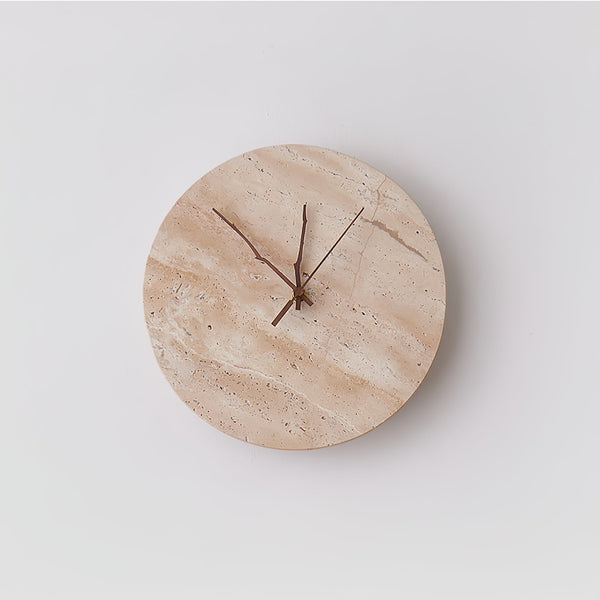 modern yellow travertine clock wall sconce