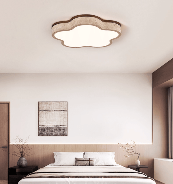 modern yellow travertine cloud flush mount ceiling light