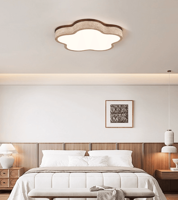 modern yellow travertine cloud flush mount ceiling light