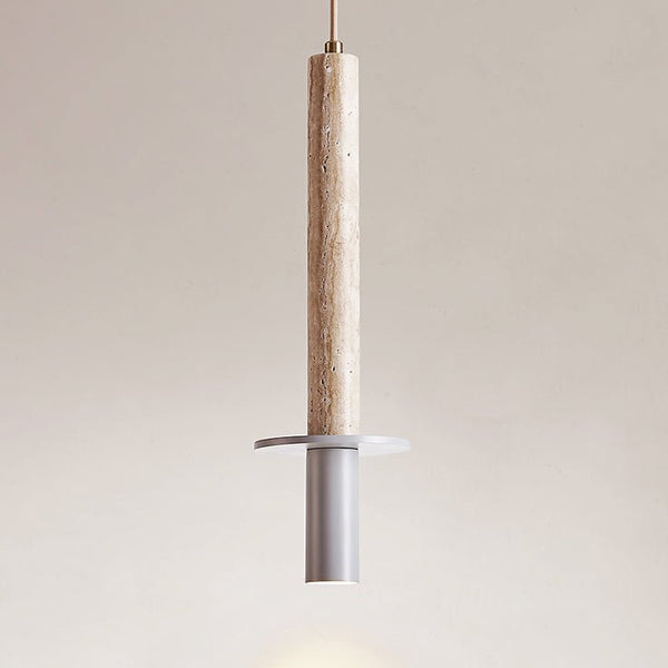 modern yellow travertine column pendant light