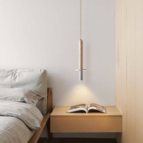 modern yellow travertine column pendant light